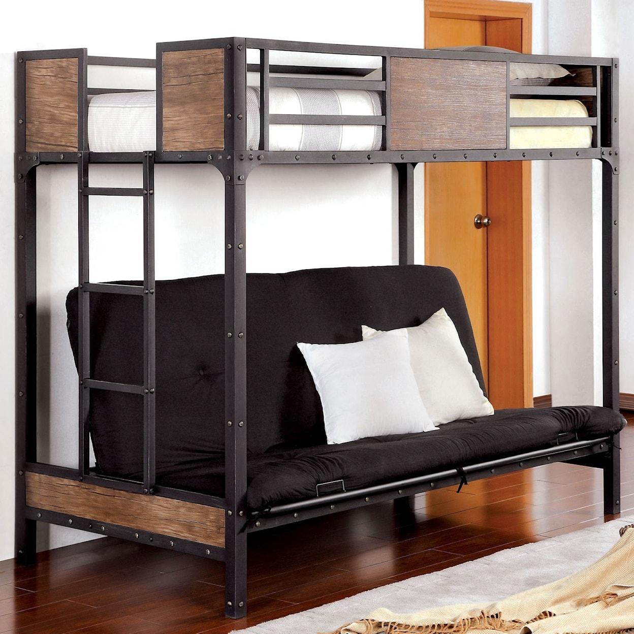 Furniture of America - FOA Clapton Industrial Wood and Metal Twin Loft Bunk Bed