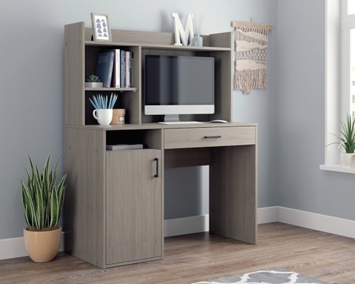 Transitional Office Desk with Hutch & Drawer