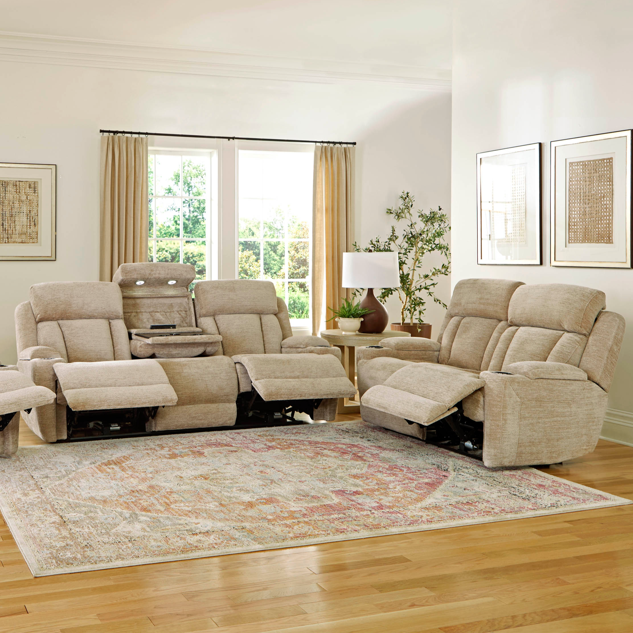 Power Reclining Sofa and Loveseat Set