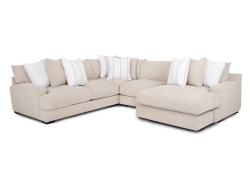 Transitional 4-Piece Sectional Sofa with Right Facing Chaise