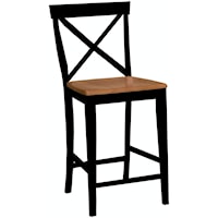 Transitional X-Back Stool in Cherry/Black