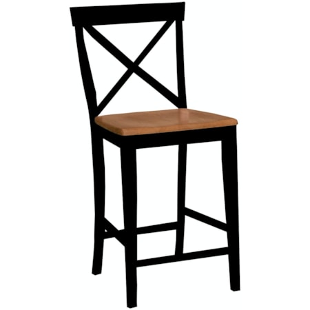 X-Back Stool in Black & Cherry