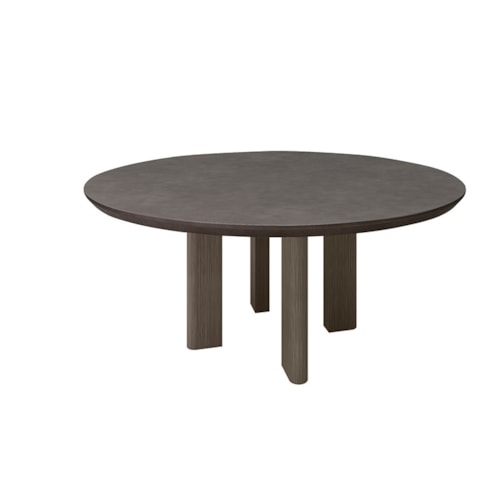 65″ Round Dining Table - Hickory/Iron