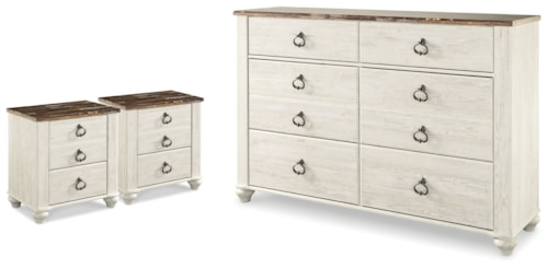 Willowton Dresser And 2 Nightstands