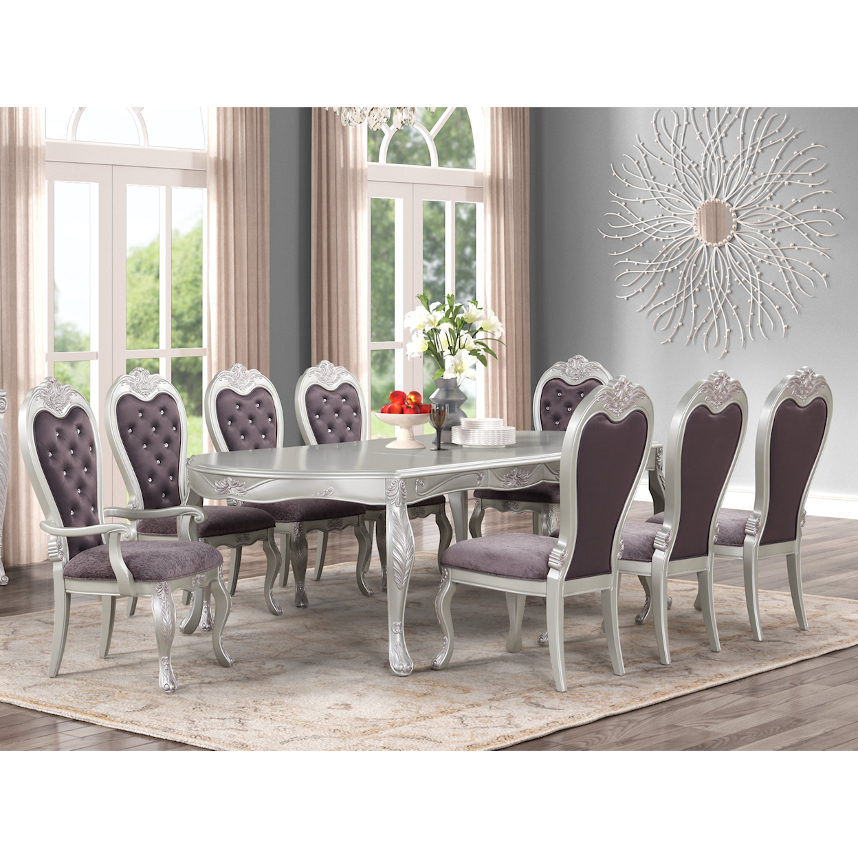 New Classic Furniture Argento 9-Piece Dining Set