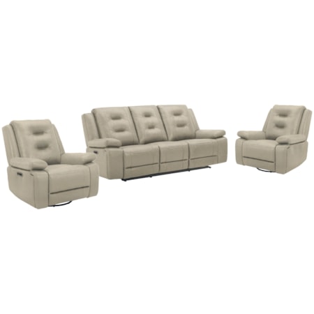 Power Reclining Sofa and Dual Recliners Set