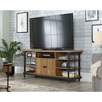 Rustic Entertainment Credenza with Open Shelf Storage