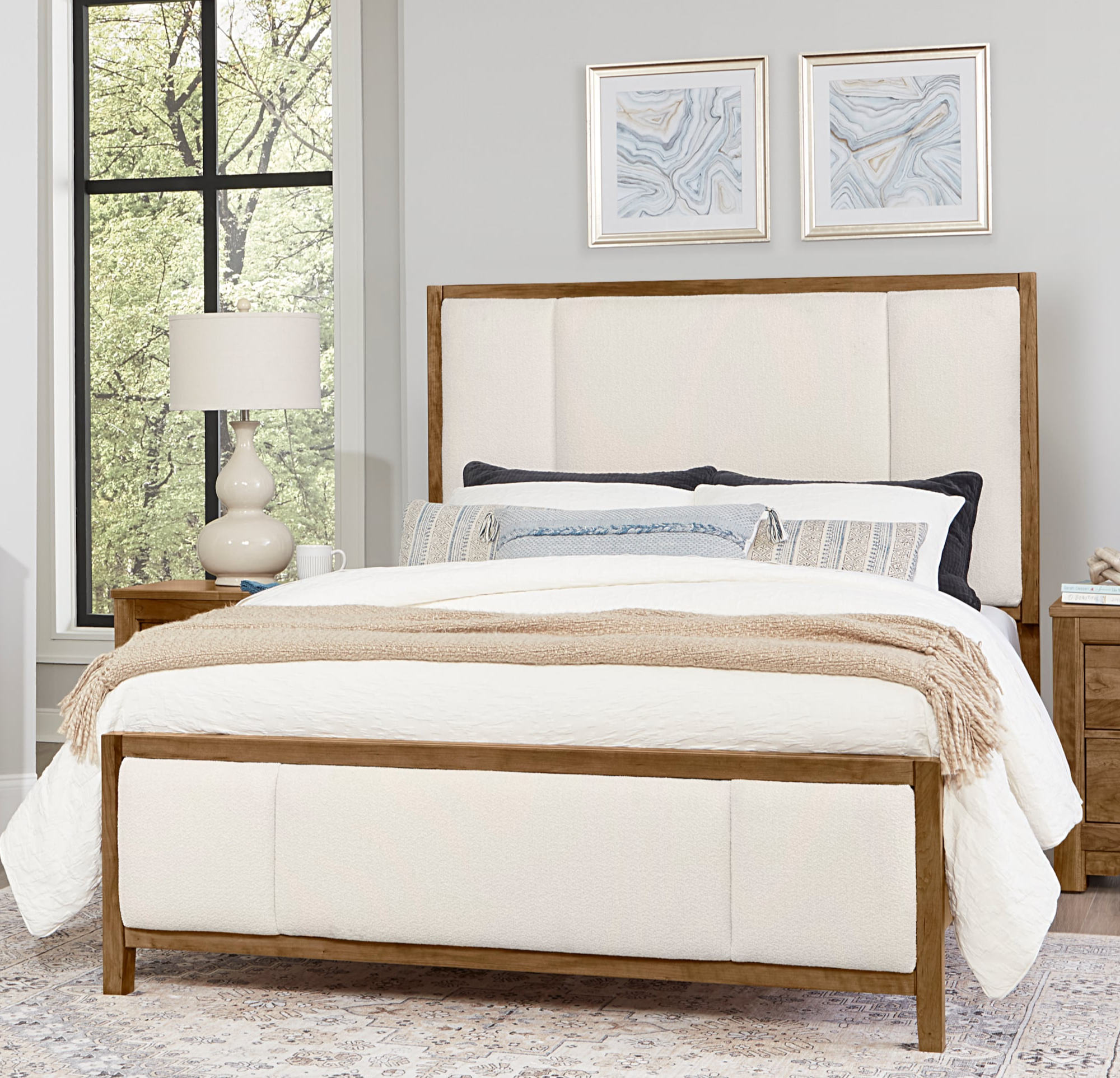 Artisan & Post Crafted Cherry Queen Upholstered Panel Bed