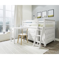 Windsor Youth Twin Loft Bed in White w/Two 3 Drawer Dressers and a Pull out Desk