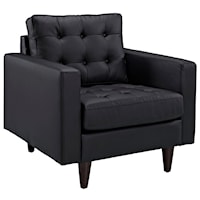 Empress Contemporary Bonded Leather Accent Armchair with Button Tufting - Black
