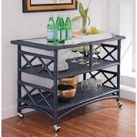 Tropical Bar Cart with Glass Insert Top