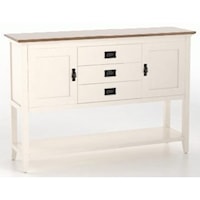 Transitional Customizable Sideboard with 3 Drawers and Shelf
