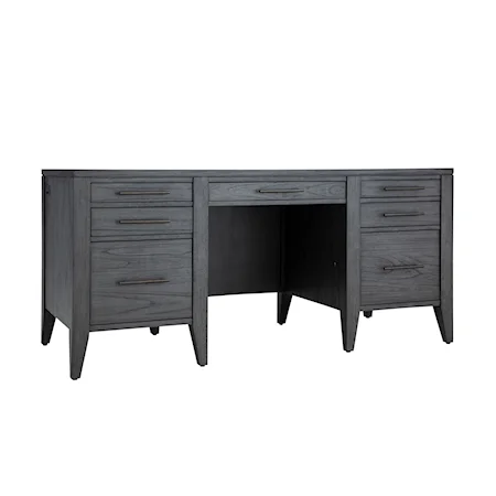 Contemporary 66" Executive Desk with Locking File Drawers