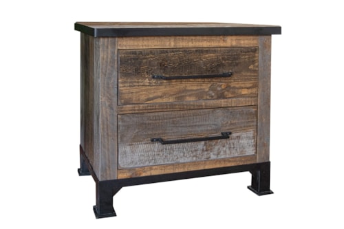 Rustic 2-Drawer Nightstand with Microfiber Lined Drawer