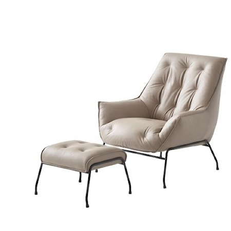 Zusa Contemporary Leather Accent Chair - Khaki