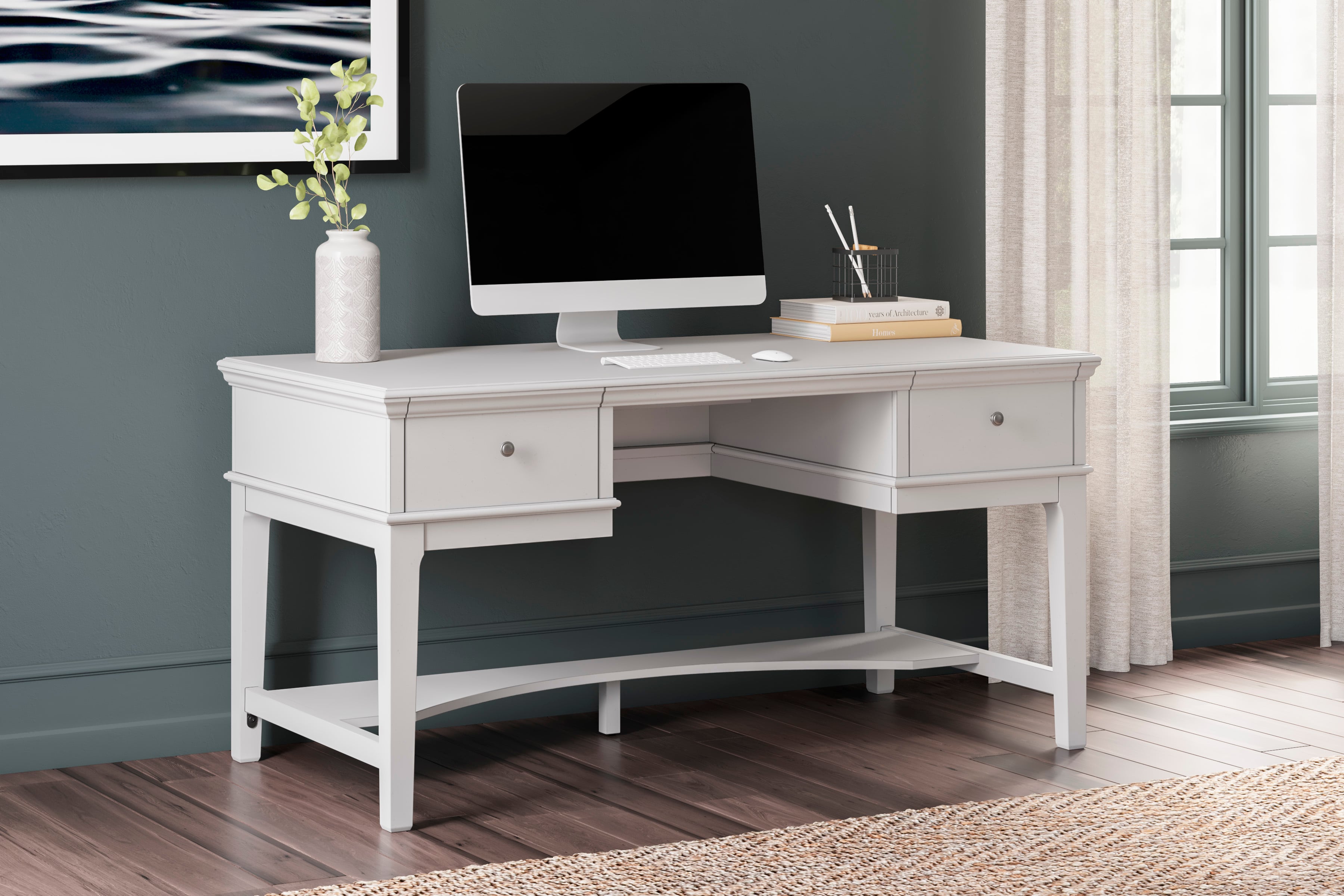 Ashley Signature Design Kanwyn H77726 Home Office Storage Leg Desk