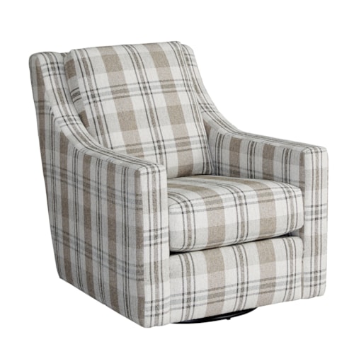 Contemporary Swivel Chair with Sloped Arms