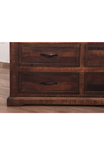 International Furniture Direct Madeira Rustic 7-Drawer Solid Wood Dresser with Microfiber Lined Drawers