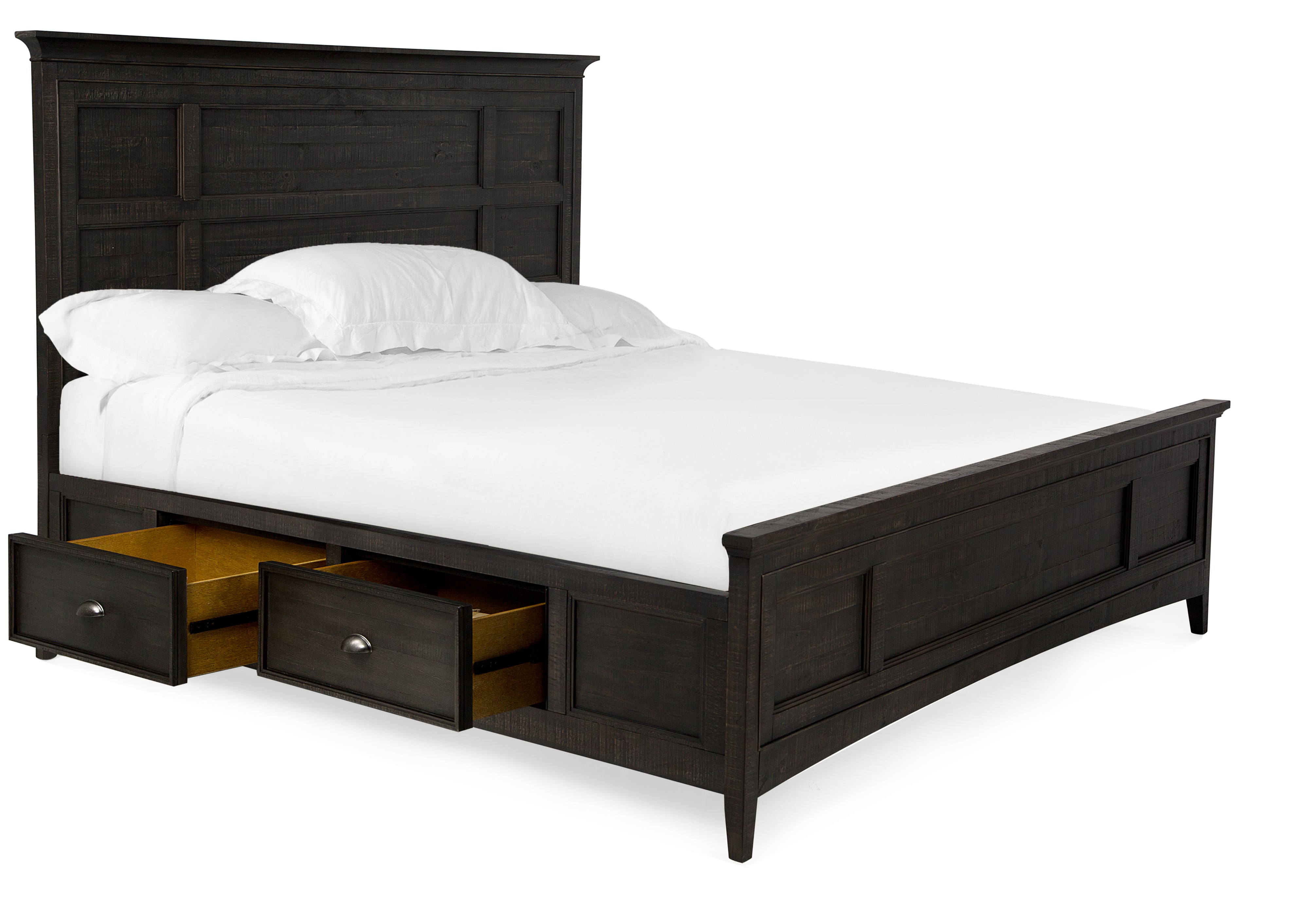 Queen Bed with Storage Rails