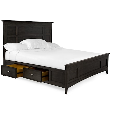 Queen Bed with Storage Rails