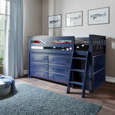 Windsor Youth Low Loft Bed In Blue