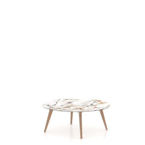 Contemporary Customizable Round Coffee Table with Porcelain Top