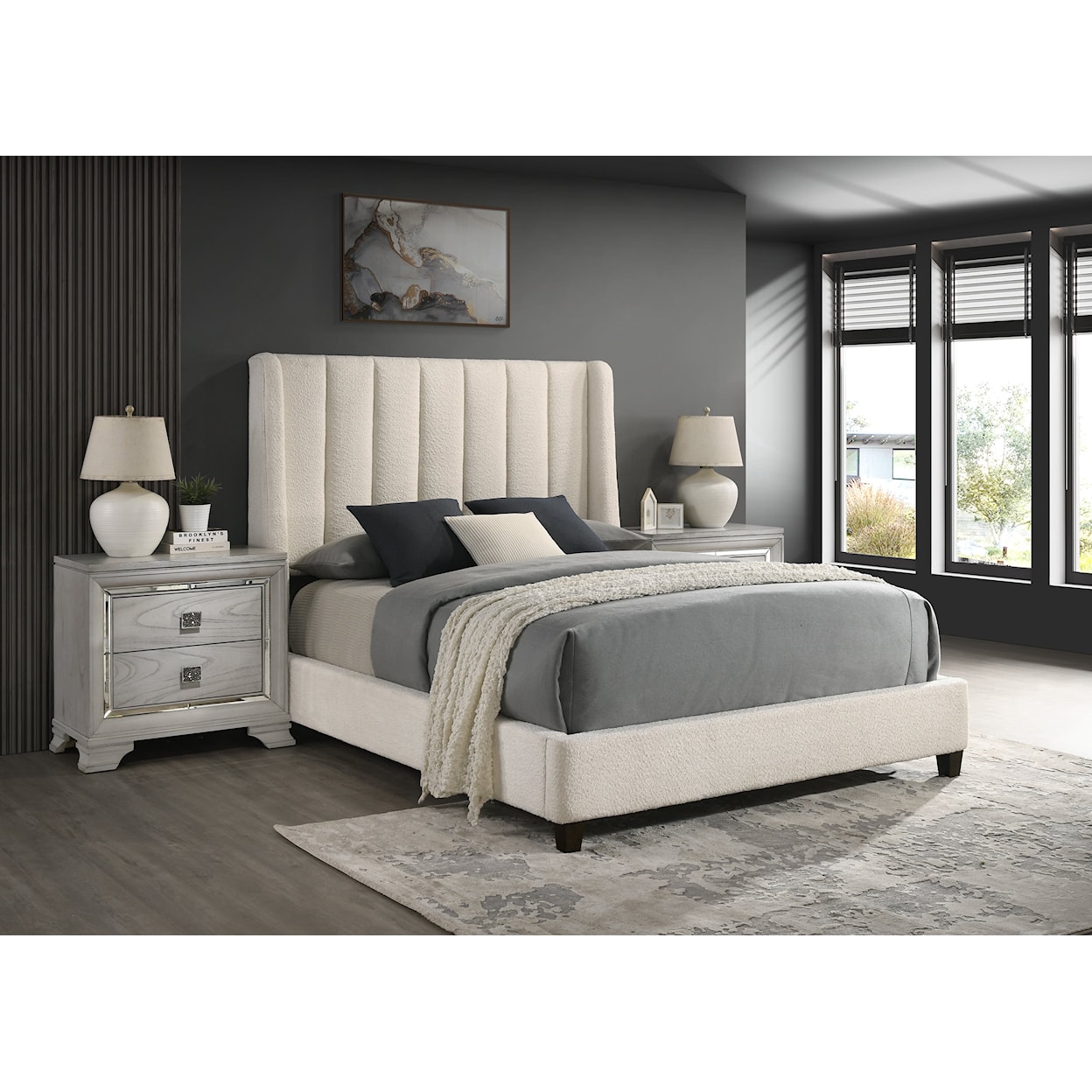 Crown Mark AGNES King Upholstered Bed