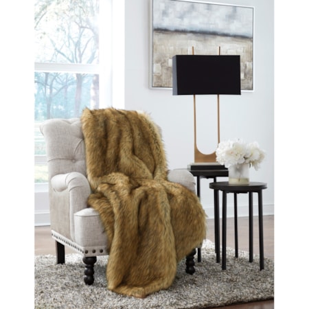 Milton Brown/Black Faux Fur Throw