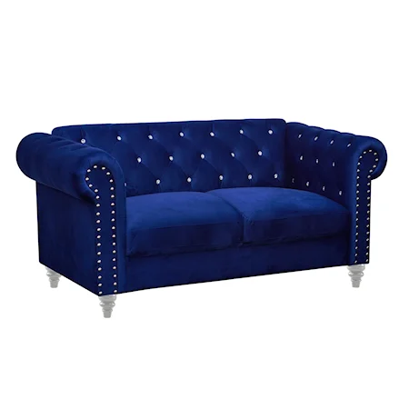 Glam Crystal Loveseat with Button Tufting