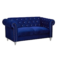 Glam Crystal Loveseat with Button Tufting
