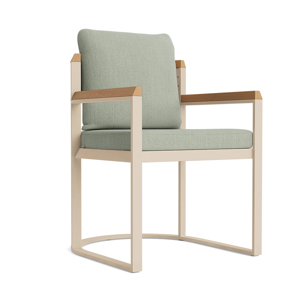 Cushioned Slat-Back Dining Arm Chair