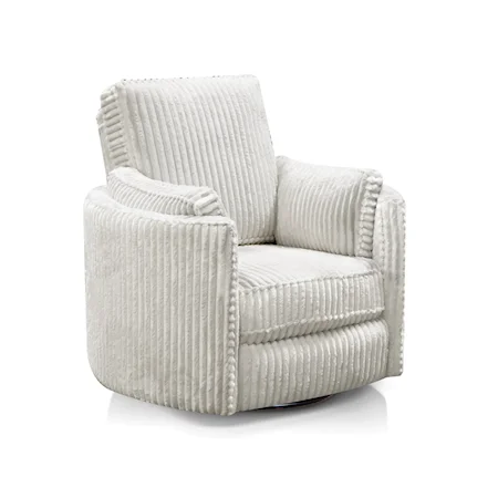 Casual Upholstered Swivel Recliner with Pillow Arms