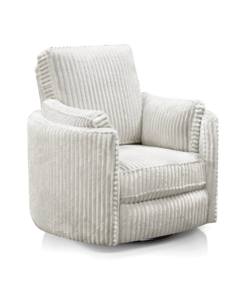Casual Swivel Power Recliner with Pillow Arms