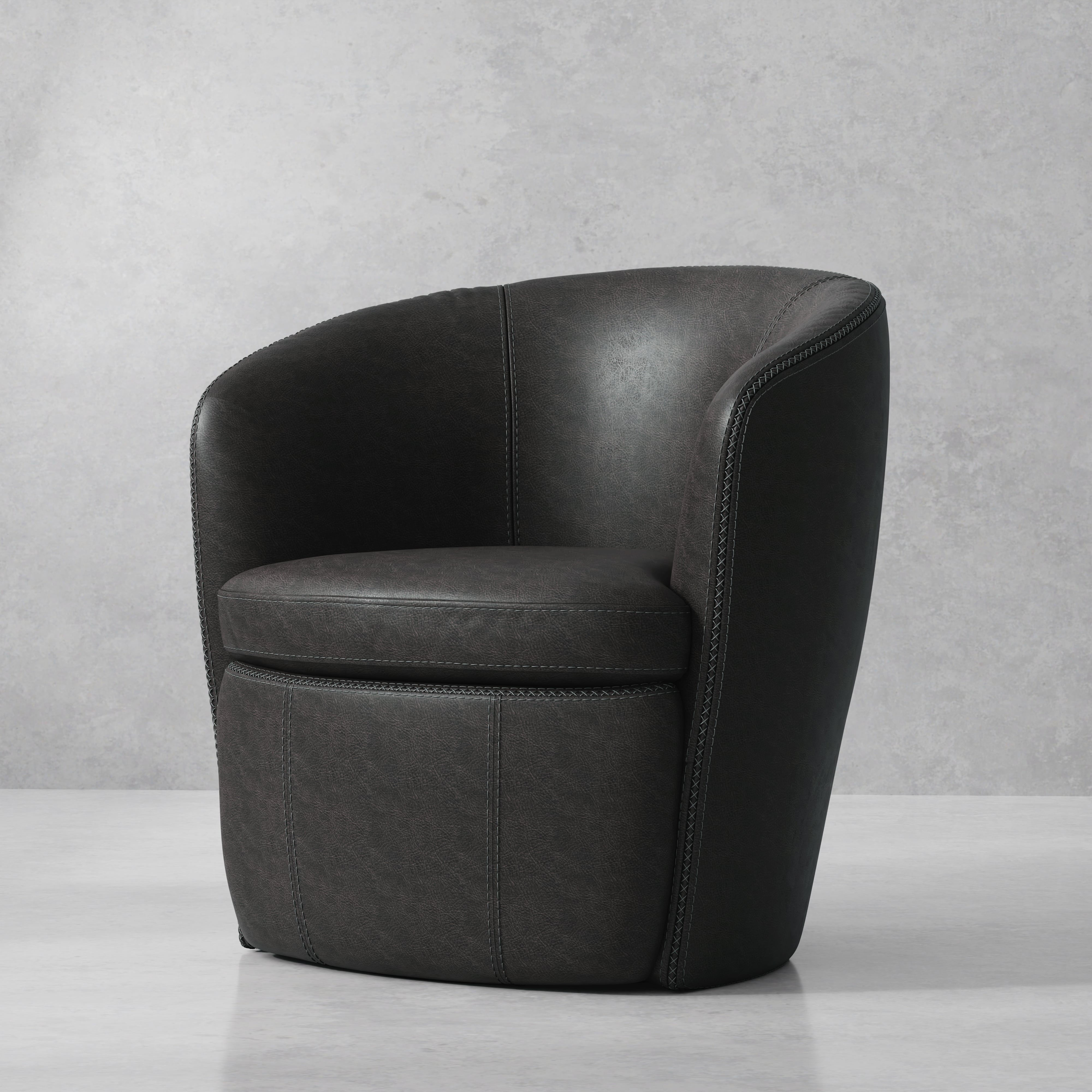 Parker Living Barolo Leather Swivel Barrel Chair