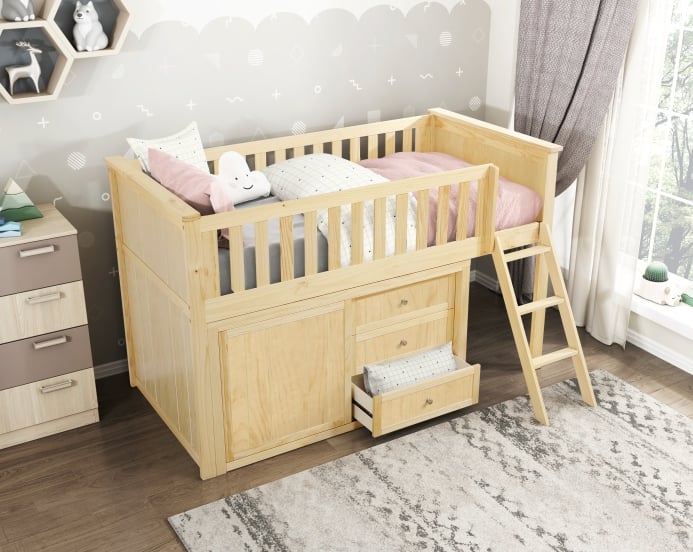 Homelegance Bartly Twin Low Loft Bunk