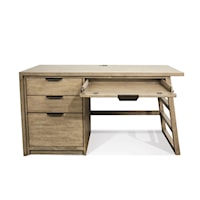 Single Pedestal Desk with Outlet Bar in Top Panel