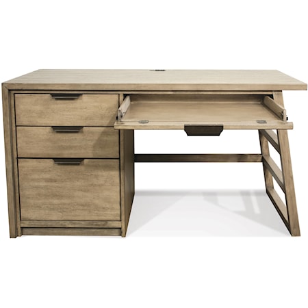 Single Pedestal Desk with Outlet Bar in Top Panel