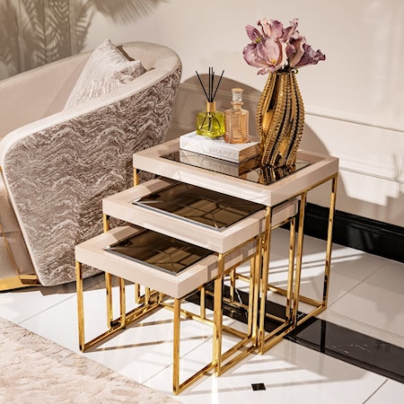 Carmela Nesting Tables in Shimmer Ivory