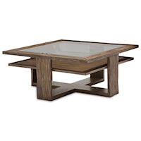 Coastal Square Cocktail Table with Beveled Glass Top