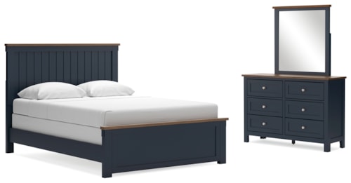 Queen Panel Bed, Dresser And Mirror
