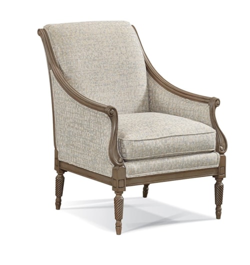 Traditional Carved Frame Upholstered Chair