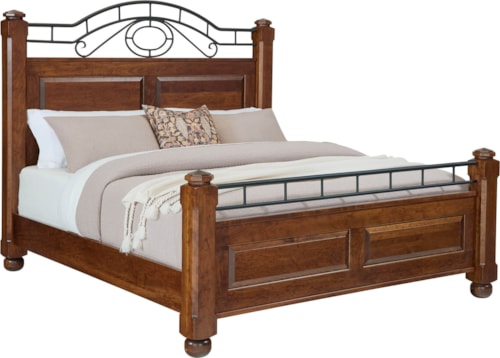 Traditional King Bed with Metal Accents