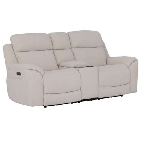 Casual Power Reclining Console Loveseat with Power Headrests and Lumbar Support