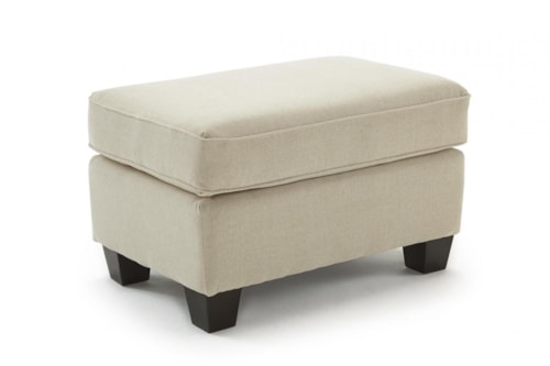 Accent Ottoman with Exposed Wooden Legs