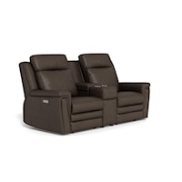 Asher Contemporary Power Reclining Loveseat with Storage Console
