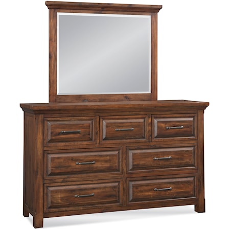 Transitional Dresser & Mirror Set with Cedar-Lined Drawers