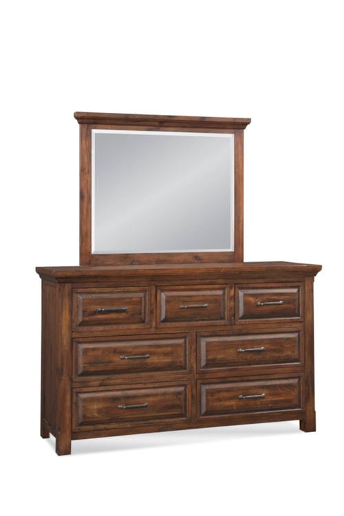 Rustic Dresser & Mirror Set with Cedar-Lined Drawers