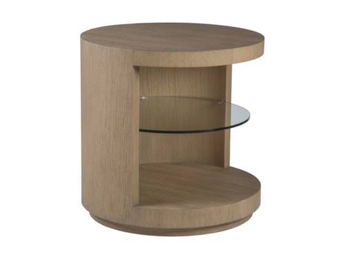Simpatico Round End Table with 1 Glass Shelf