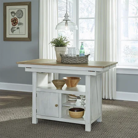 Transitional Two-Toned Kitchen Island with Butterfly Leaf