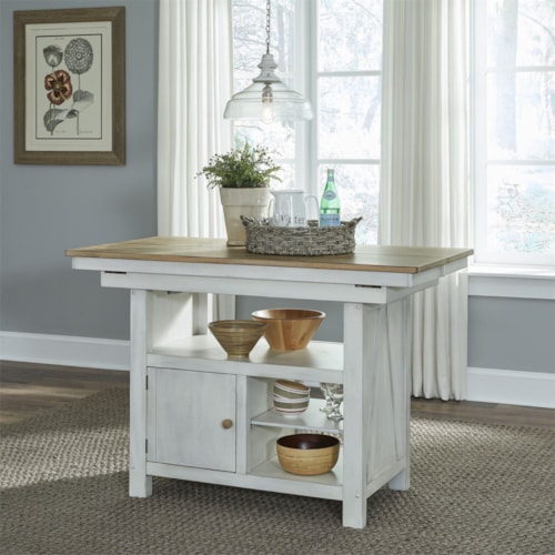 Lindsey Farm Two-Toned Kitchen Island with Butterfly Leaf